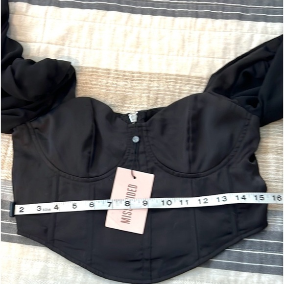 NWT,Misguided,Corset Top, Blouson Sheer Sleeves, Zipper Back, Beautiful, 6 - Picture 11 of 11